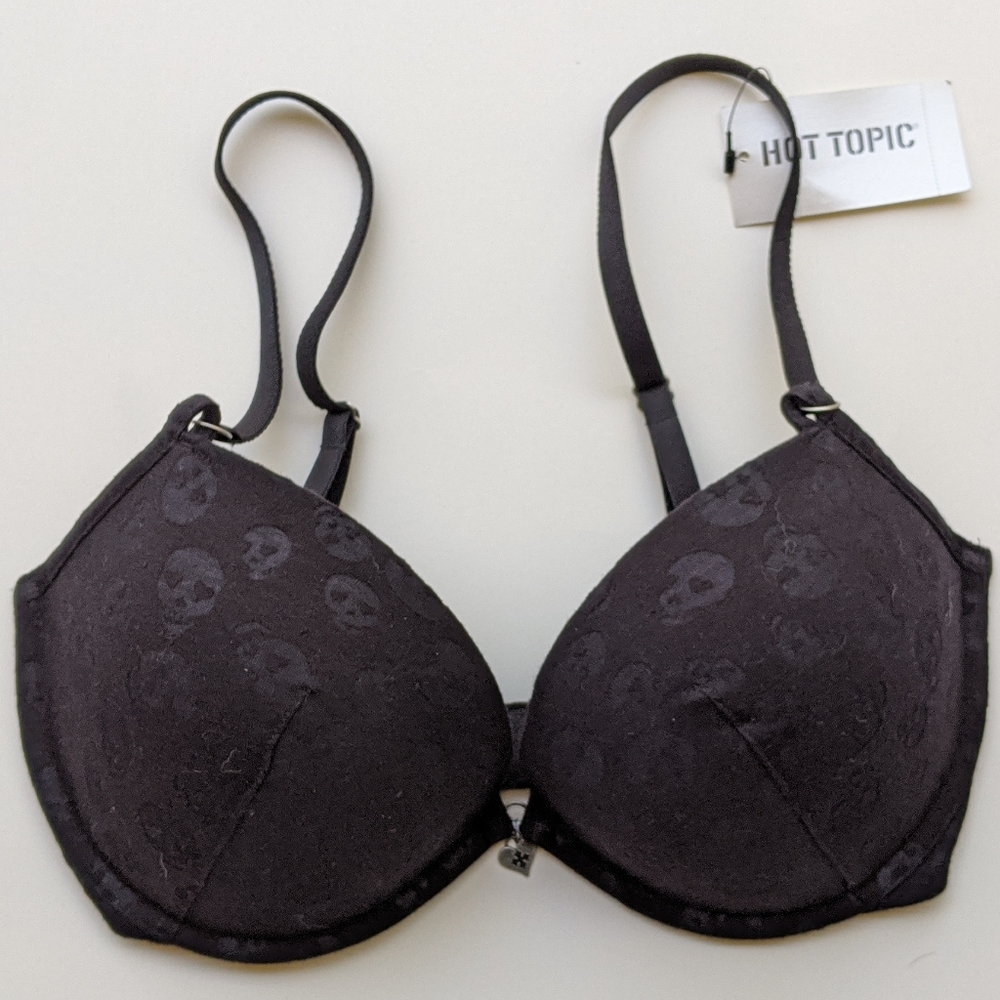 💀 Blackheart Pushup Bra with Skull Pattern